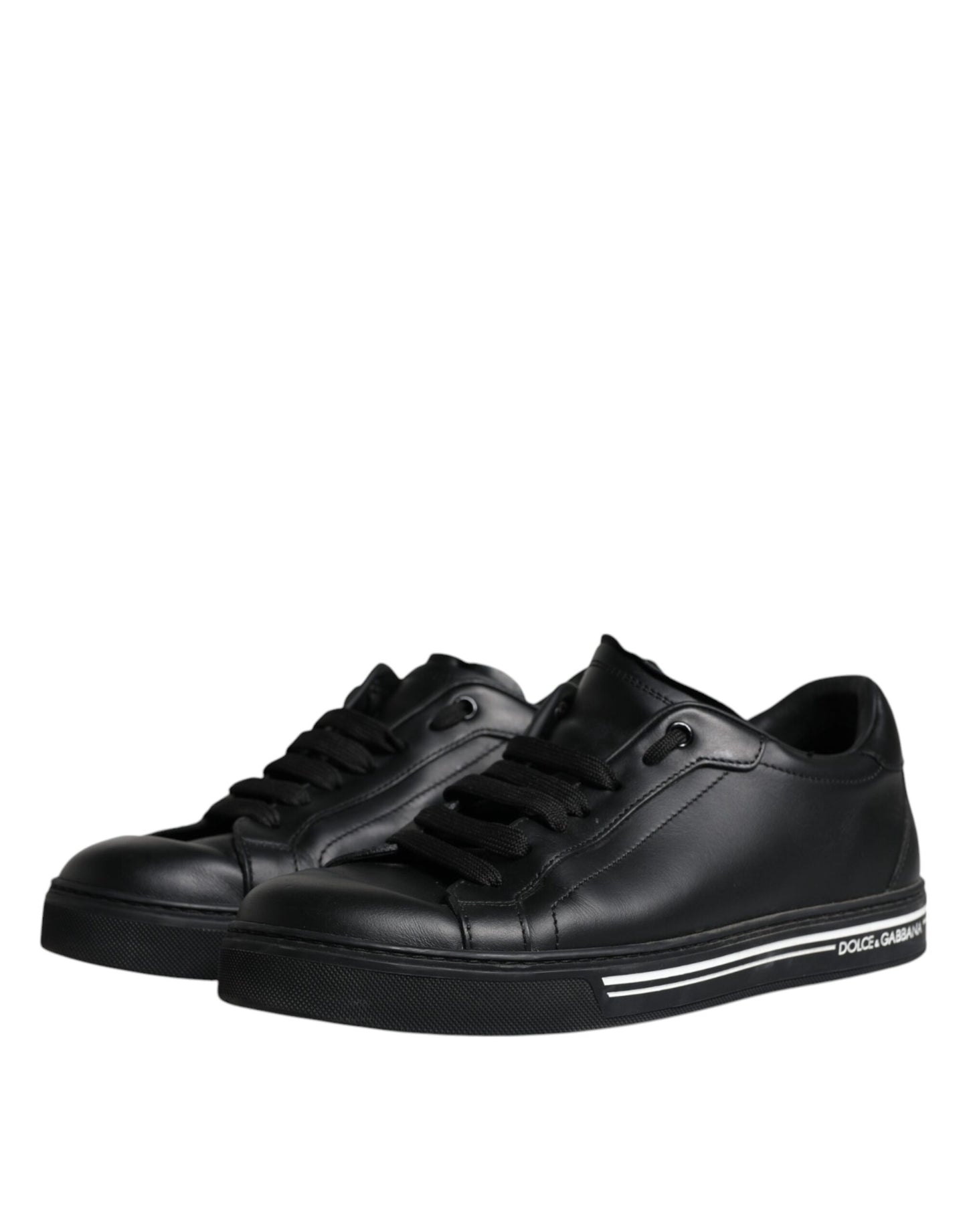  - Black Leather Low Top Sneakers Shoes