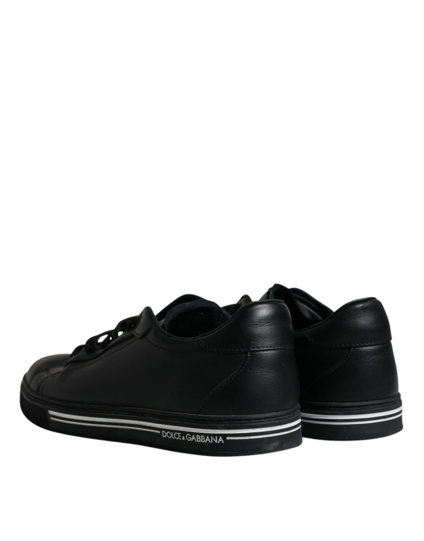  - Black Leather Low Top Sneakers Shoes