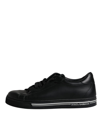  - Black Leather Low Top Sneakers Shoes