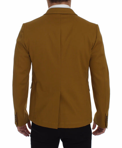  - Elegant Yellow Cotton Blend Casual Blazer