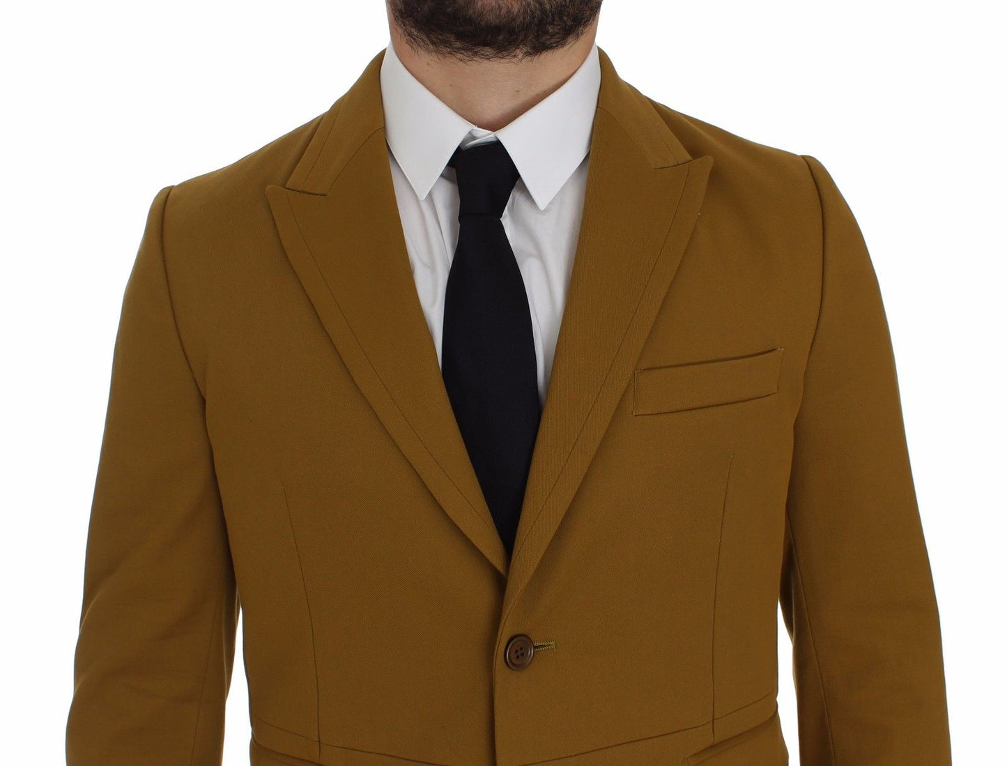  - Elegant Yellow Cotton Blend Casual Blazer