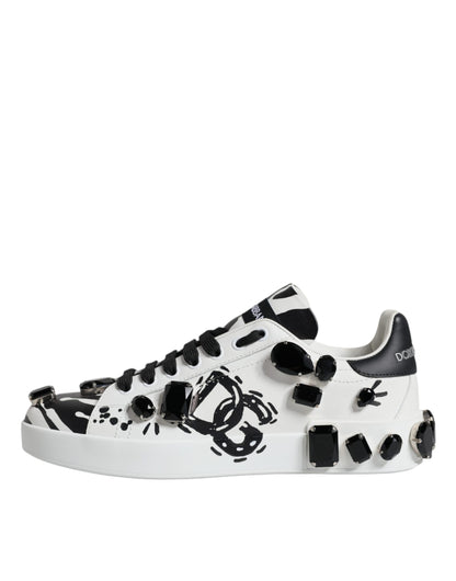  - White Crystal Portofino Low Top Sneaker Shoes