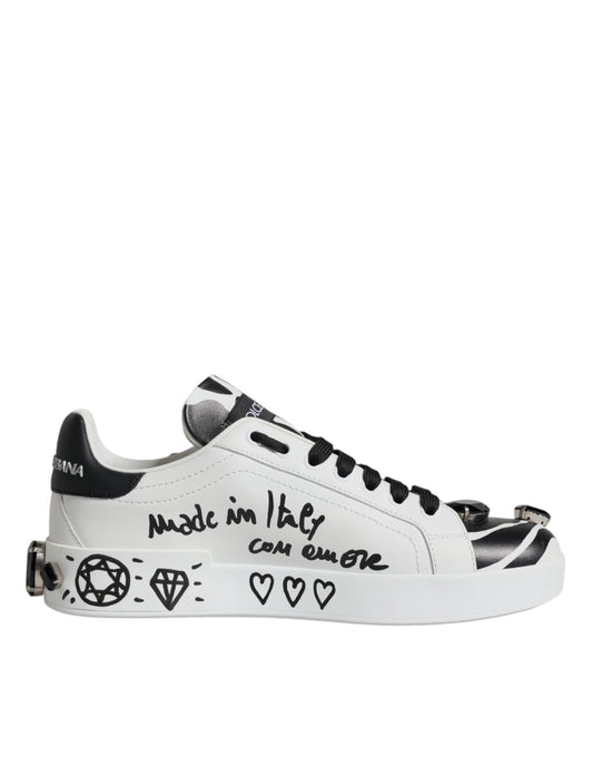  - White Crystal Portofino Low Top Sneaker Shoes