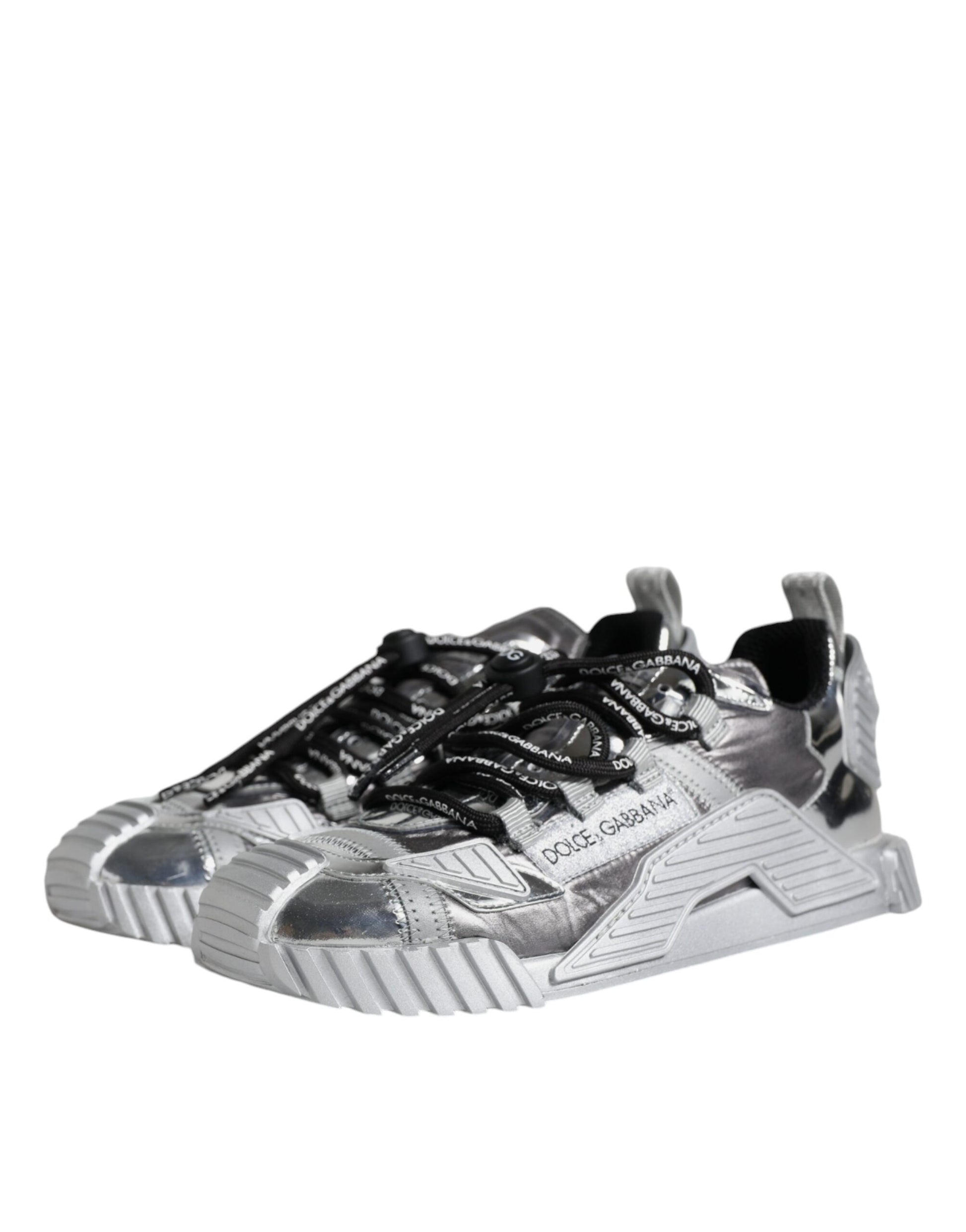 Silver Polyester NS1 Low Top Sneakers Shoes