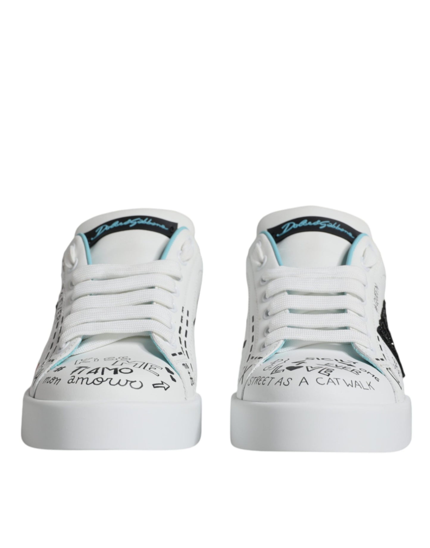  - White Portofino Leather Low Top Sneaker Shoes