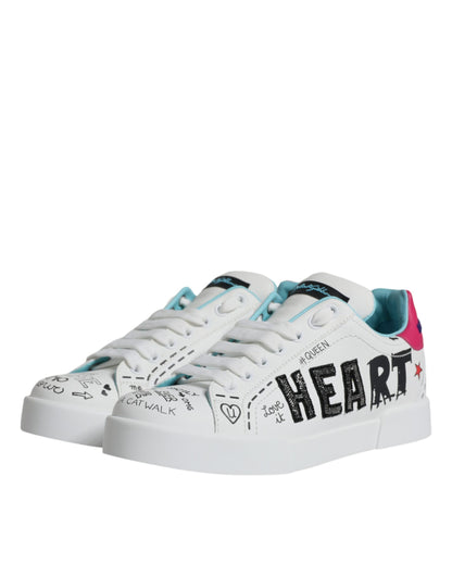  - White Portofino Leather Low Top Sneaker Shoes