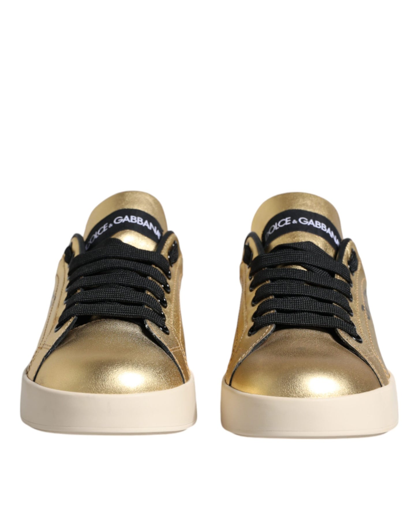  - Gold Portofino Calf Leather Sneakers Shoes