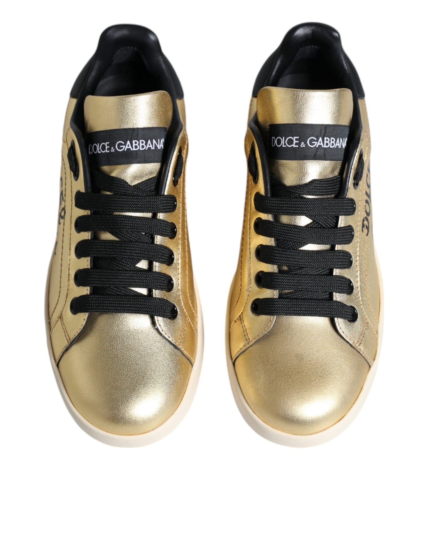  - Gold Portofino Calf Leather Sneakers Shoes