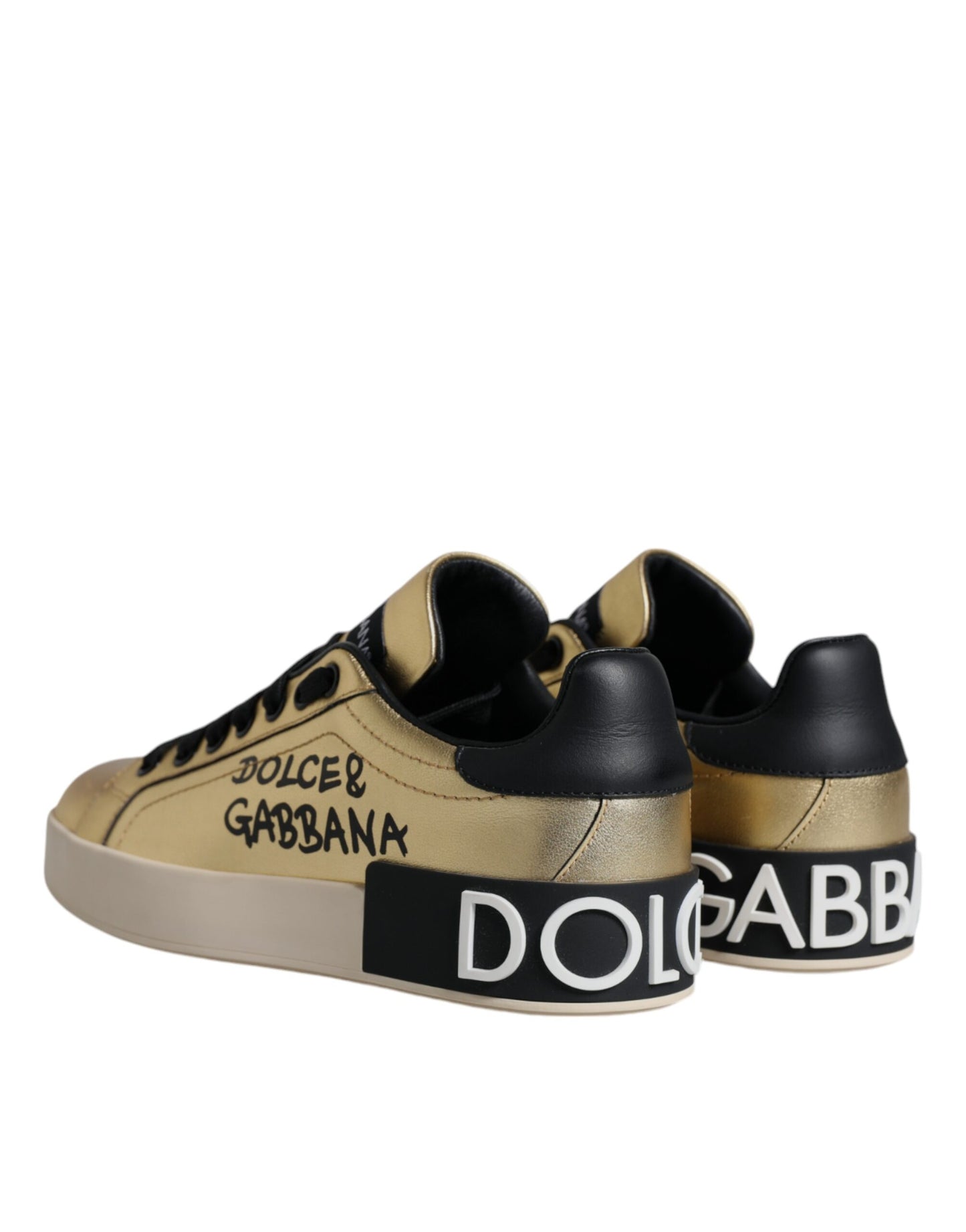  - Gold Portofino Calf Leather Sneakers Shoes