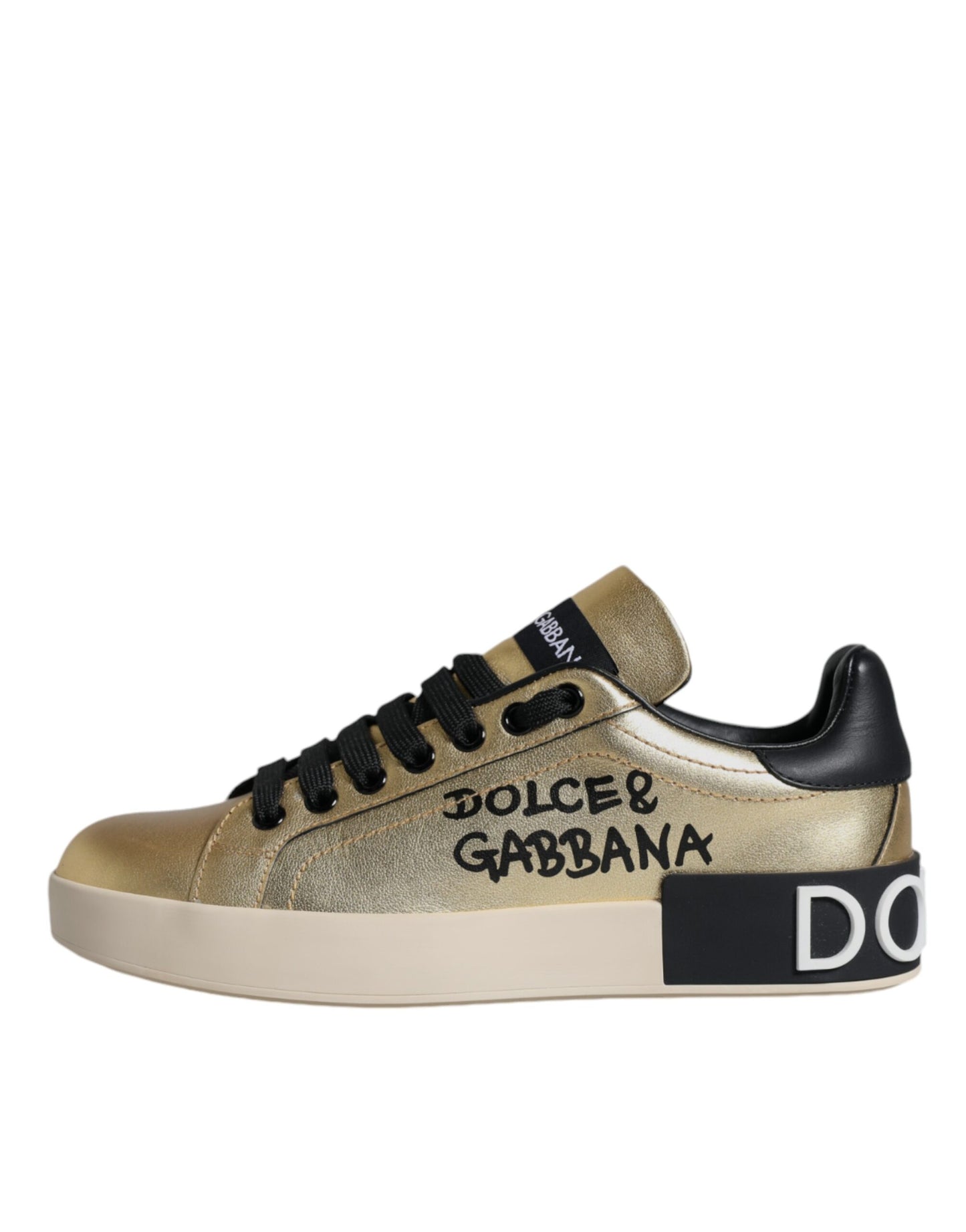  - Gold Portofino Calf Leather Sneakers Shoes