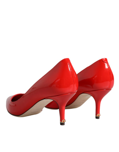  - Red Patent Leather Kitten Heels Pumps Shoes