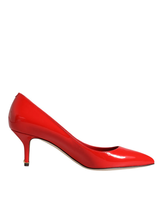  - Red Patent Leather Kitten Heels Pumps Shoes