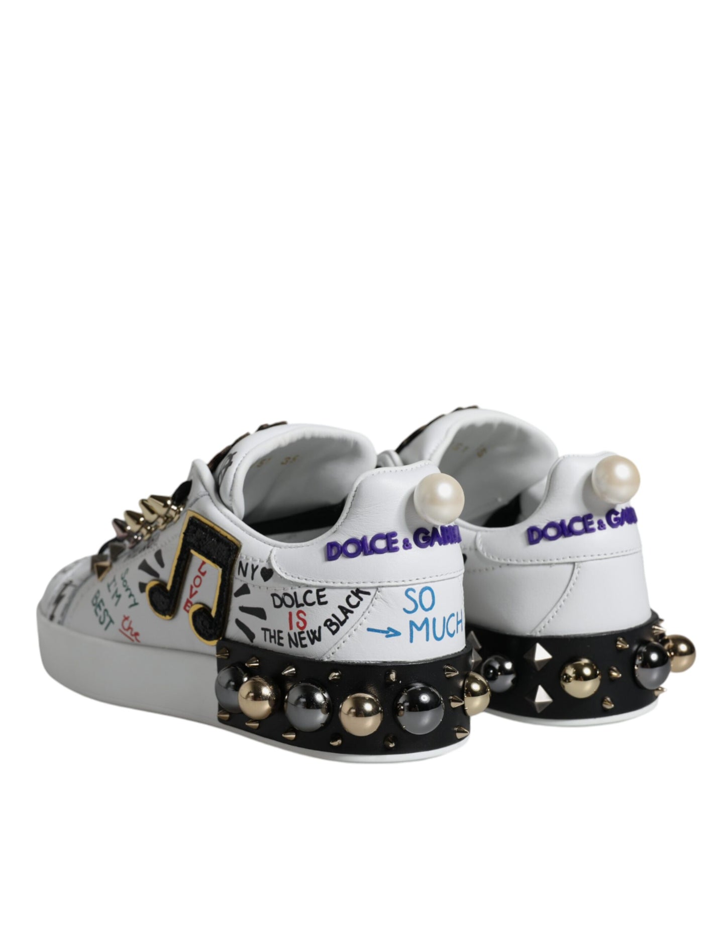  - White Heart Studded Low Top Sneakers Shoes