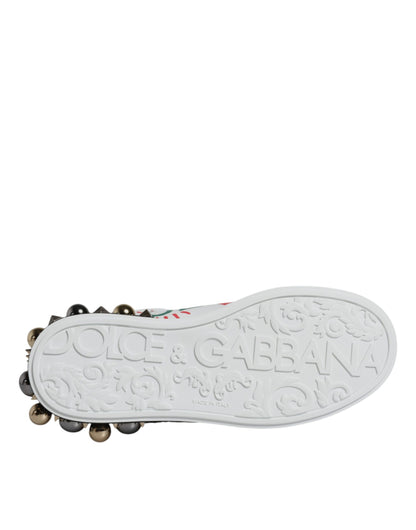  - White Heart Studded Low Top Sneakers Shoes