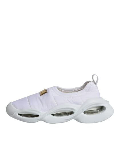  - White Padded Fabric Low Top Sneakers Shoes