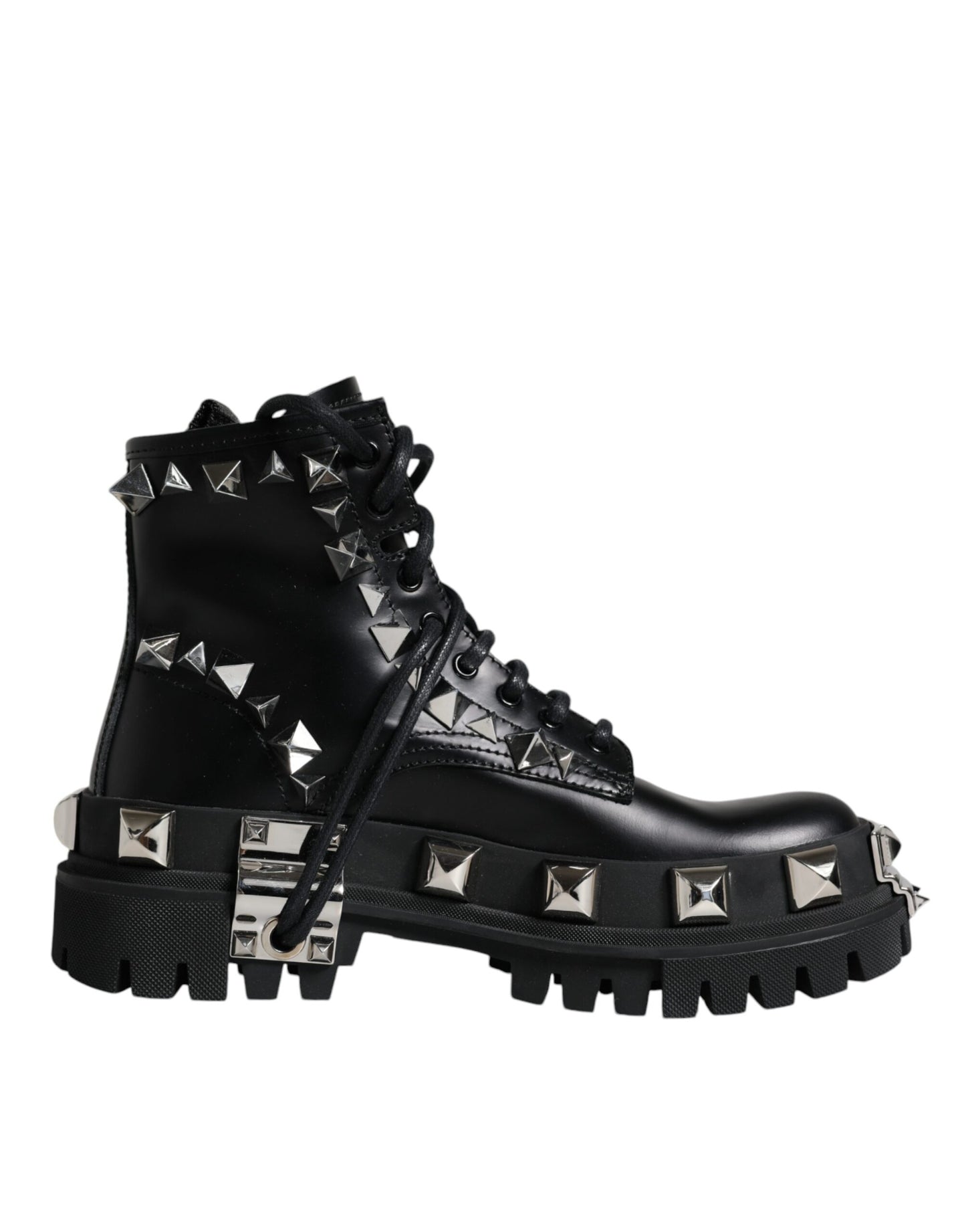  - Black Leather Studded Trekking Boots Shoes