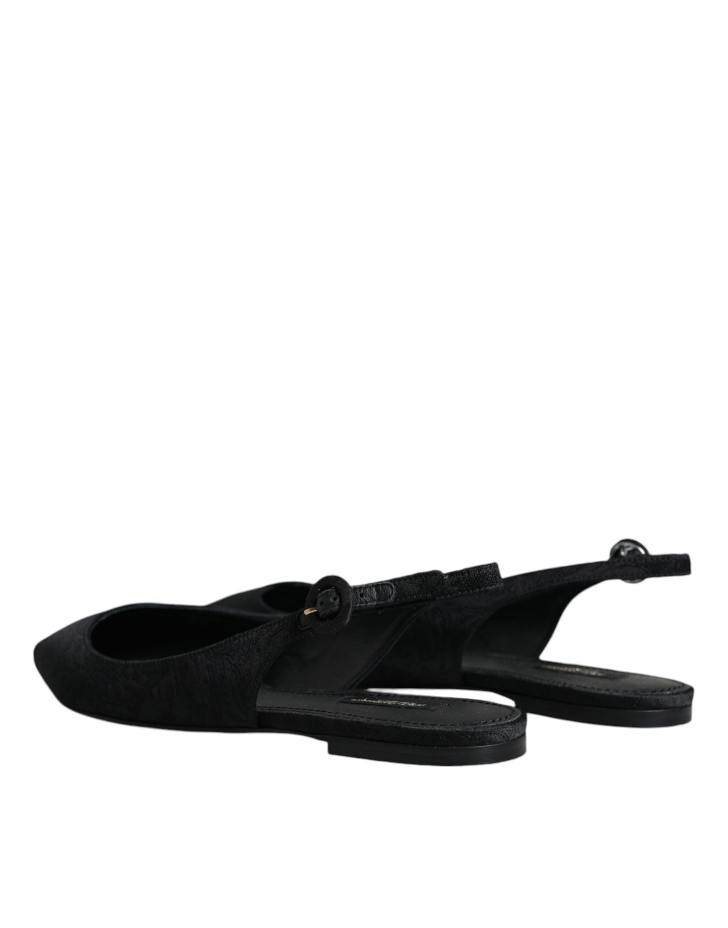  - Black Brocade Flats Sandals Slingback Shoes