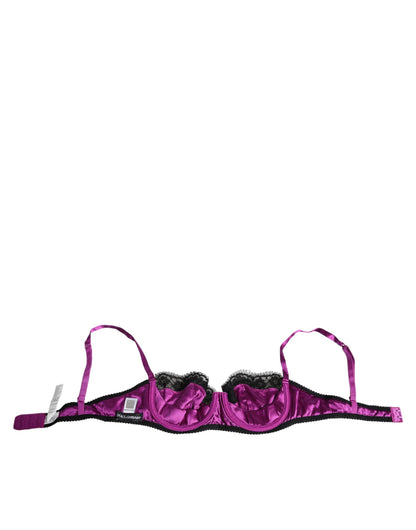  - Purple Silk Underwired Balconette Bra Underwear