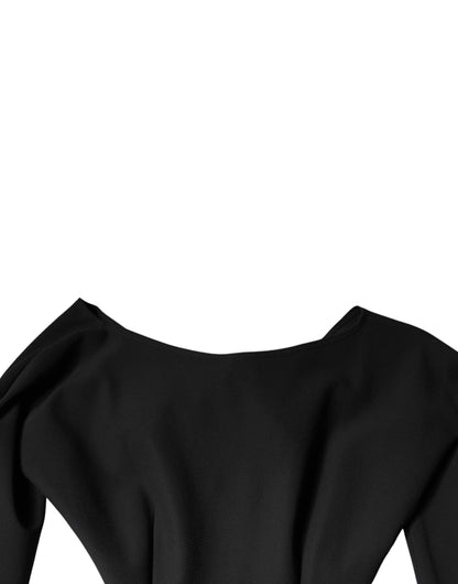  - Black Viscose Cut Out A-line Long Sleeves Mini Dress