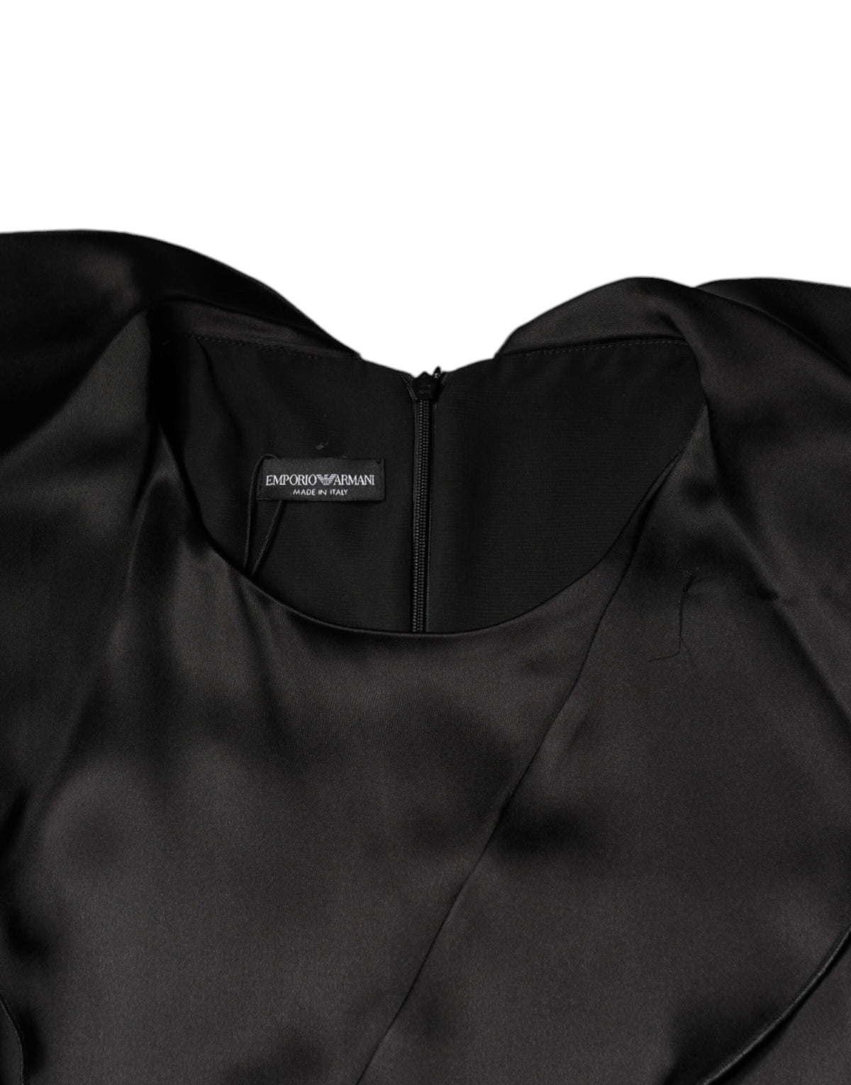 Emporio Armani  Black Satin Long Sleeves Wrap Sheath Mini Dress