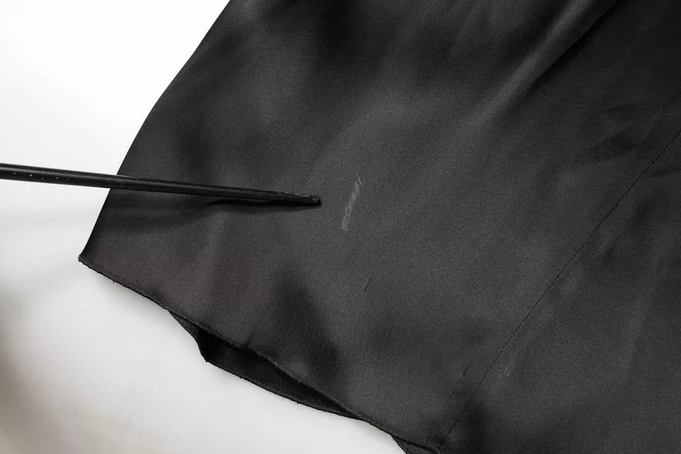 Emporio Armani  Black Satin Long Sleeves Wrap Sheath Mini Dress