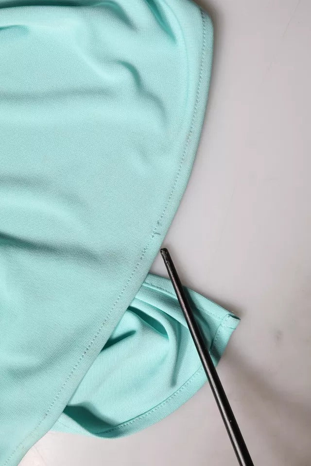 Light Blue Jersey Long Drape One Shoulder Dress