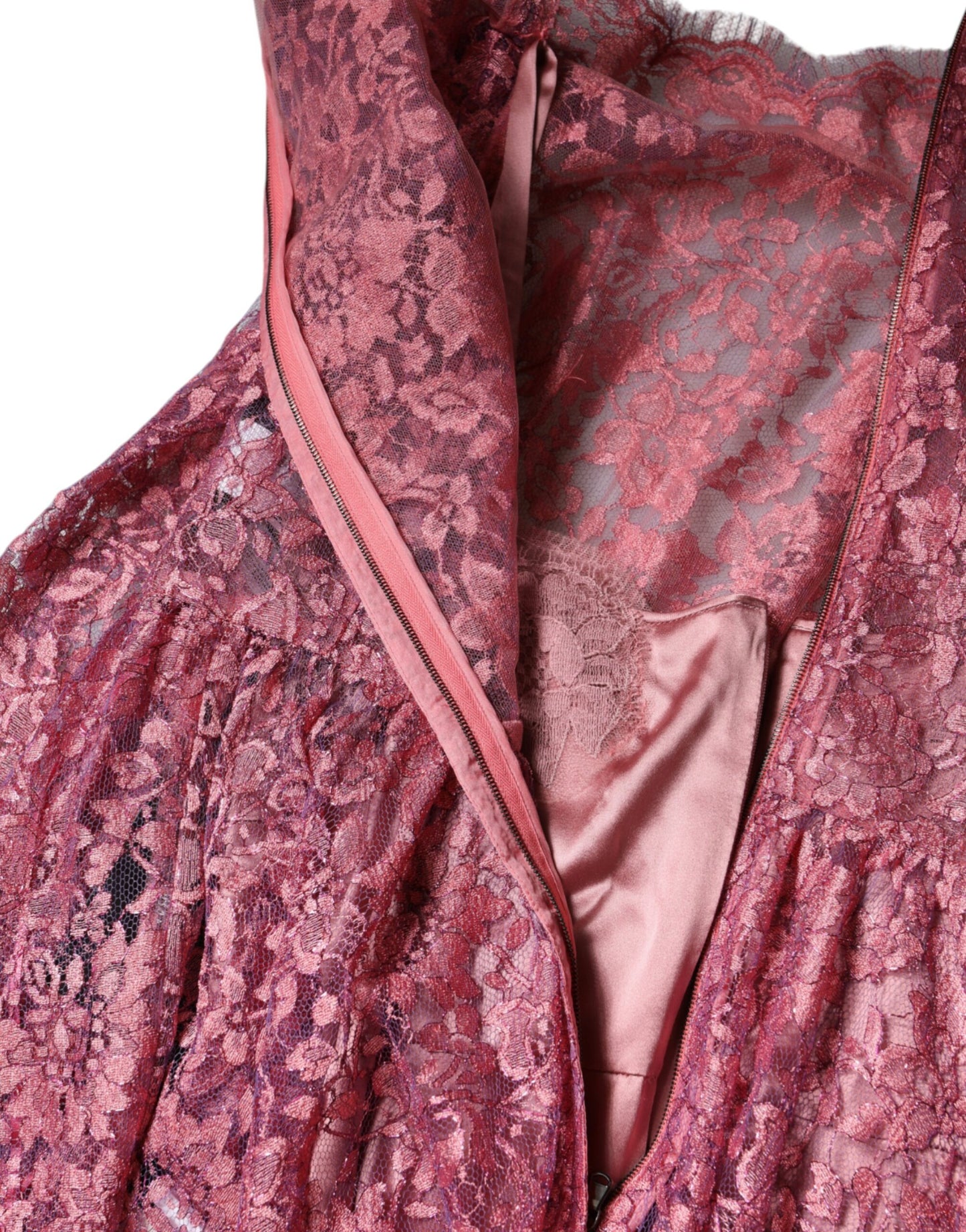  - Fuchsia Floral Lace Long Sleeve Maxi Dress