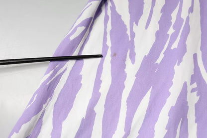 MSGM White Purple Patterned Viscose Short Sleeves Maxi Dress