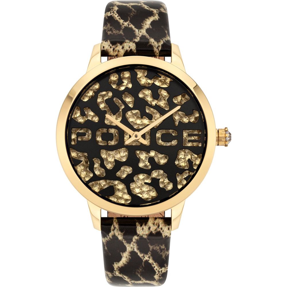 Police Women's Brown Leather Watch – Brown Dial & Golden Case – 36mm