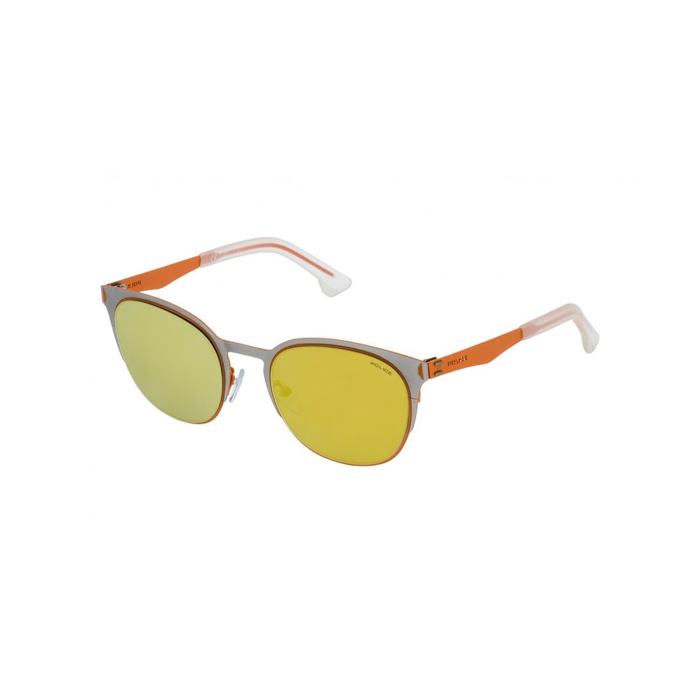 Police Bicolor Metal Sunglasses – Silver Frame, Orange Mirrored Lenses