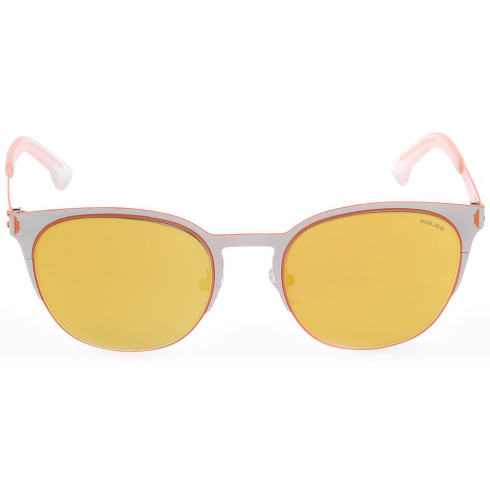 Police Bicolor Metal Sunglasses – Silver Frame, Orange Mirrored Lenses