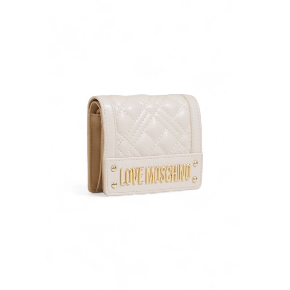 Beige Wallet with Gold Logo