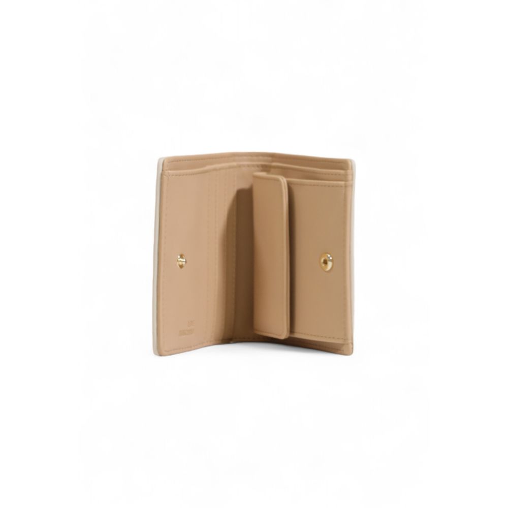 Beige Wallet with Gold Logo