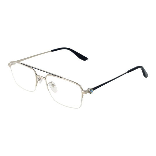 BMW Gray Men’s Optical Glasses – Half-Rim Metal Frame, 54mm