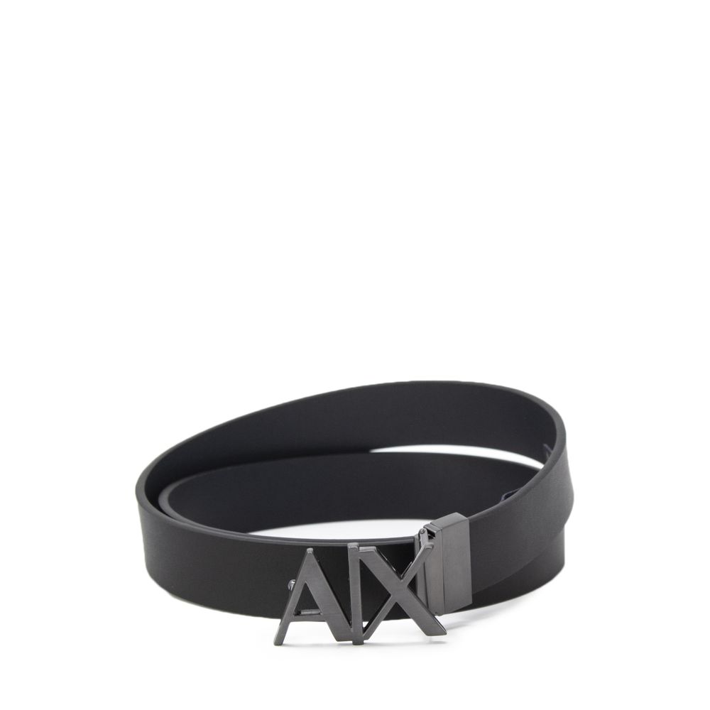 Armani Exchange Black Leather Belt for Men