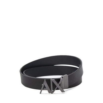 Armani Exchange Black Leather Belt for Men