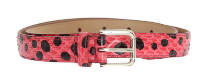  - Polka Dot Snakeskin Belt with Silver Buckle