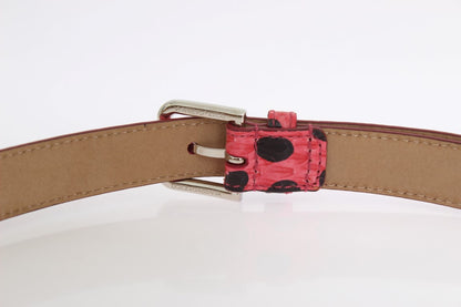  - Polka Dot Snakeskin Belt with Silver Buckle