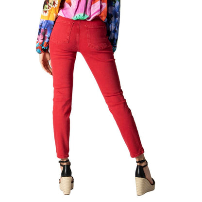  - Red Cotton Jeans & Pant