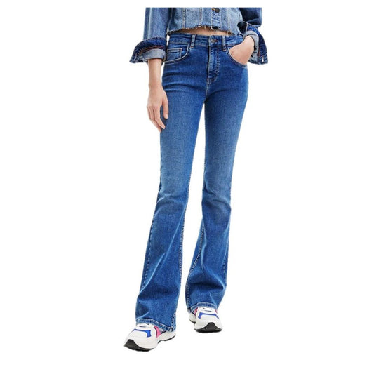 Desigual - Women's Slim Blue Long Flared Jeans