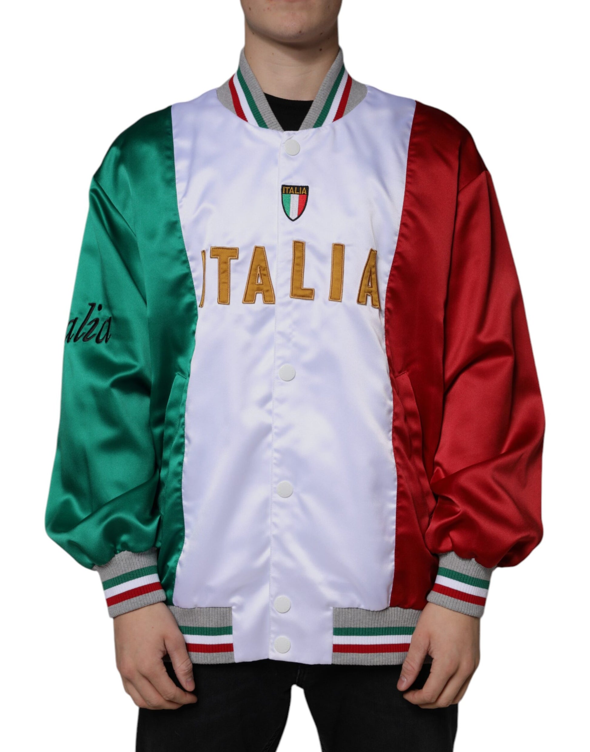 Multicolor Italia Button Down Bomber Jacket by Dolce & Gabbana