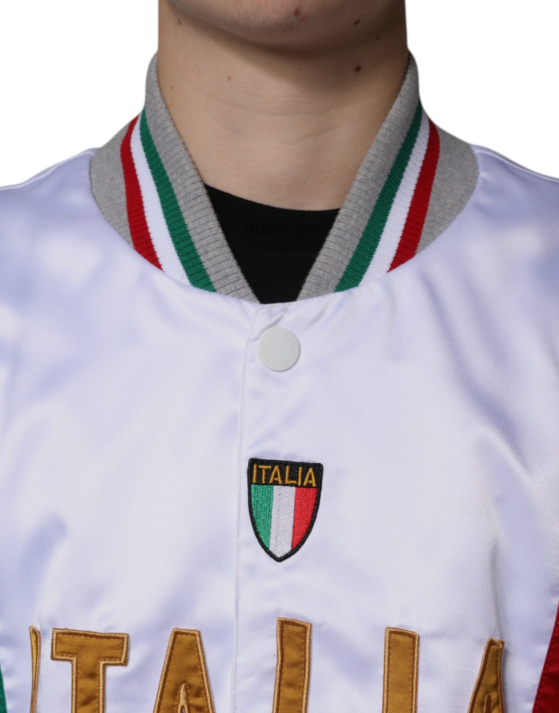 Multicolor Italia Button Down Bomber Jacket by Dolce & Gabbana