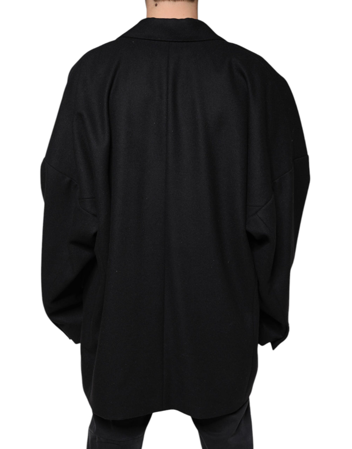 Dolce & Gabbana Black Wool Double Breasted Men's Coat Jacket