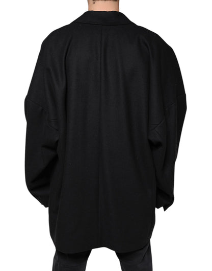 Dolce & Gabbana Black Wool Double Breasted Men's Coat Jacket