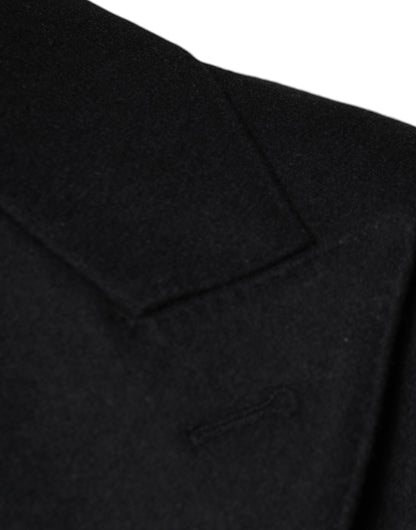 Dolce & Gabbana Black Wool Double Breasted Men's Coat Jacket