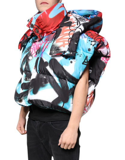 Multicolor Graffiti Hooded Windbreaker Jacket