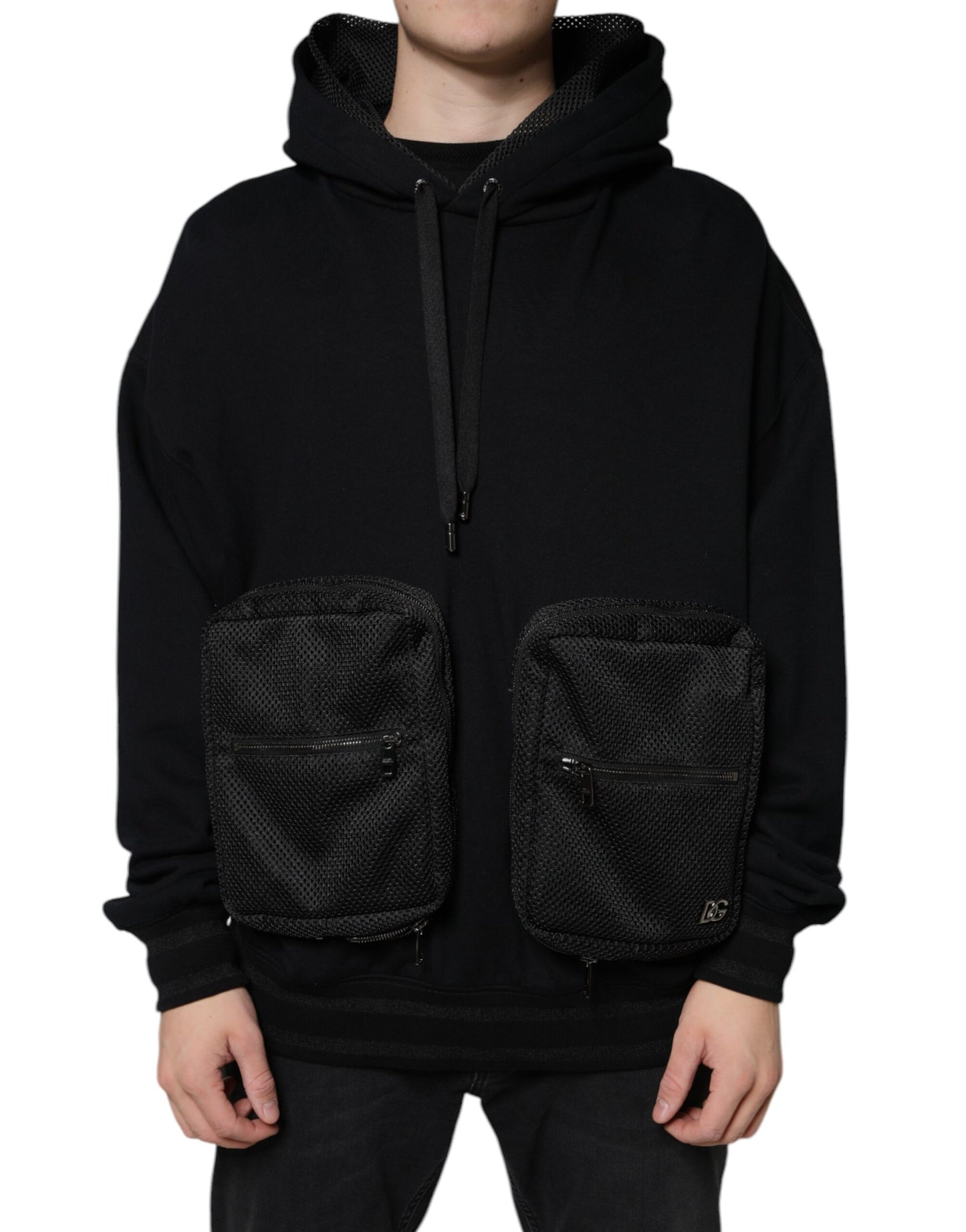 Black Hooded Pullover Men Sweatshirt Sweater