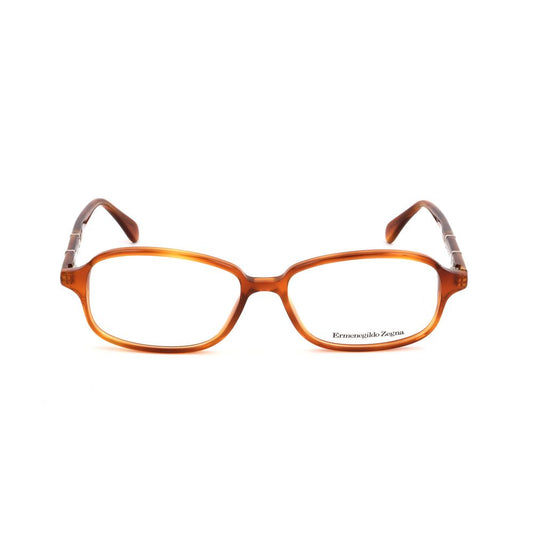 Ermenegildo Zegna Brown Plastic Frames – Square Full-Rim Design, 52mm