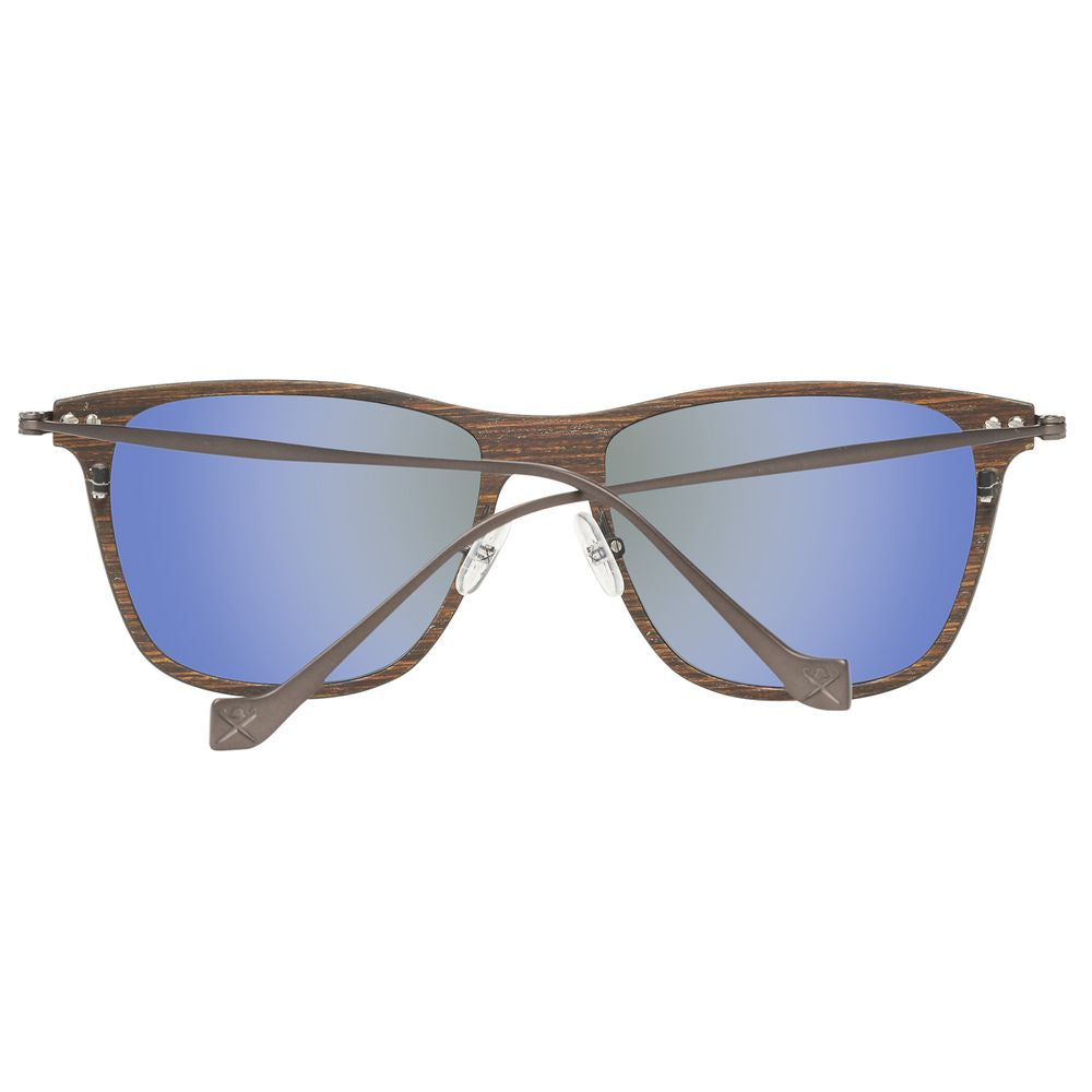  - Brown Wood And Metal Sunglasses