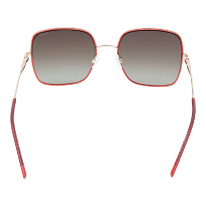 Hugo Boss Red Women’s Square Sunglasses – Bold Metal Frame with Brown Gradient Lenses, 58mm